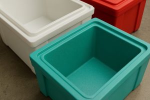 Inside Surface Treatment for Rotationally Molded Insulated Boxes and Containers.