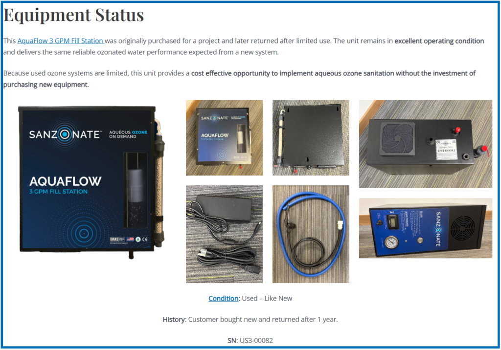 AquaFlow 3 GPM Fill Station-Used On-site, On-demand Generation of Ozonated Water Wall-mount ozone water system designed for 0.5 ppm ozone in 3.0 GPM of water flows.