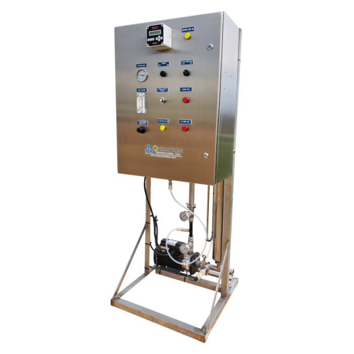 OST-10 Ozone water system shown with optional Dissolved ozone meter and oxygen purity meter