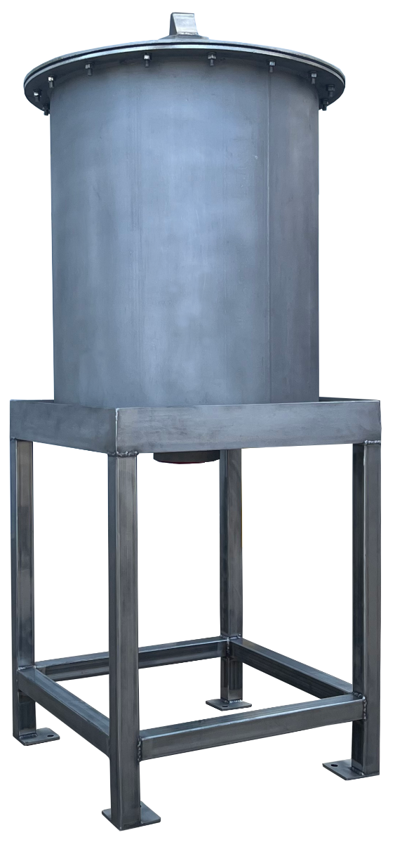 CDU-10k ozone destruct unit showing inlet on the bottom and outlet on the top