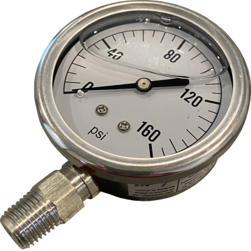 Stainless Steel Pressure Gauge - 15 PSI - Lower Mount