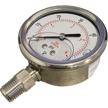 Stainless Steel Pressure Gauge - 60 PSI - Lower Mount