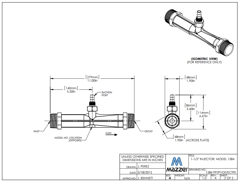 Model 1584 Venturi Injector