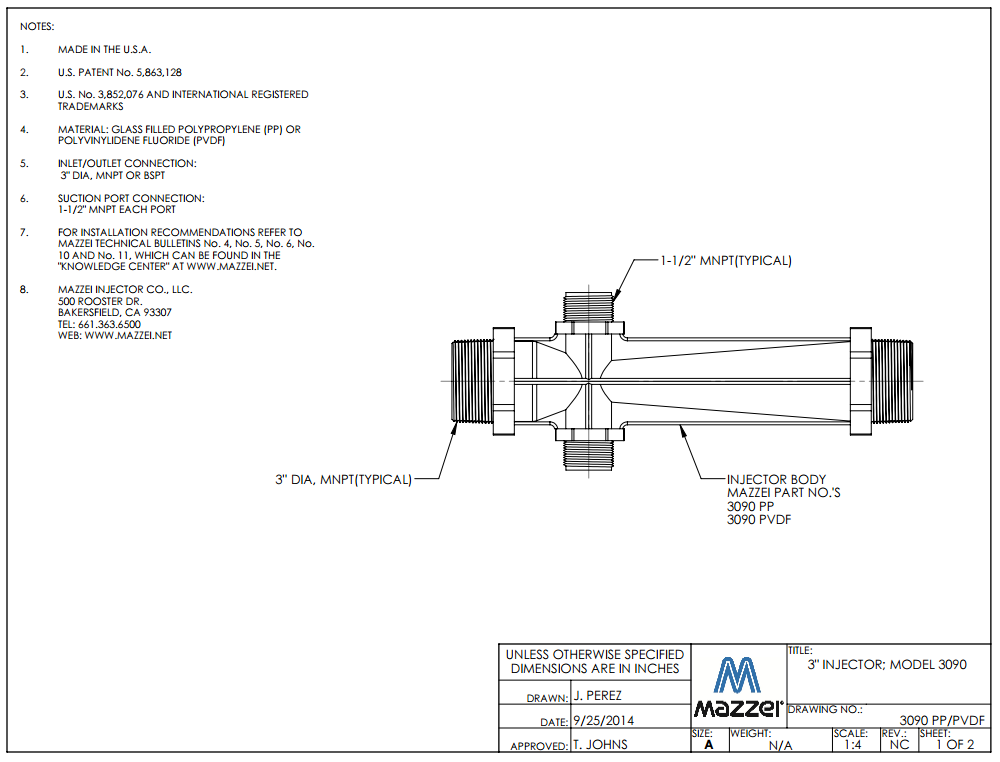 Model 3090 Venturi Injector