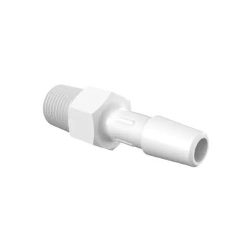 Male Straight Natural Kynar Fitting 1/4 Barb 1/8NPT