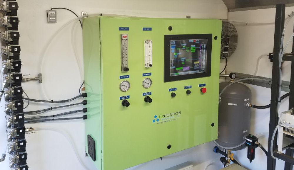 Ozone Control Cabinet in front of trailer