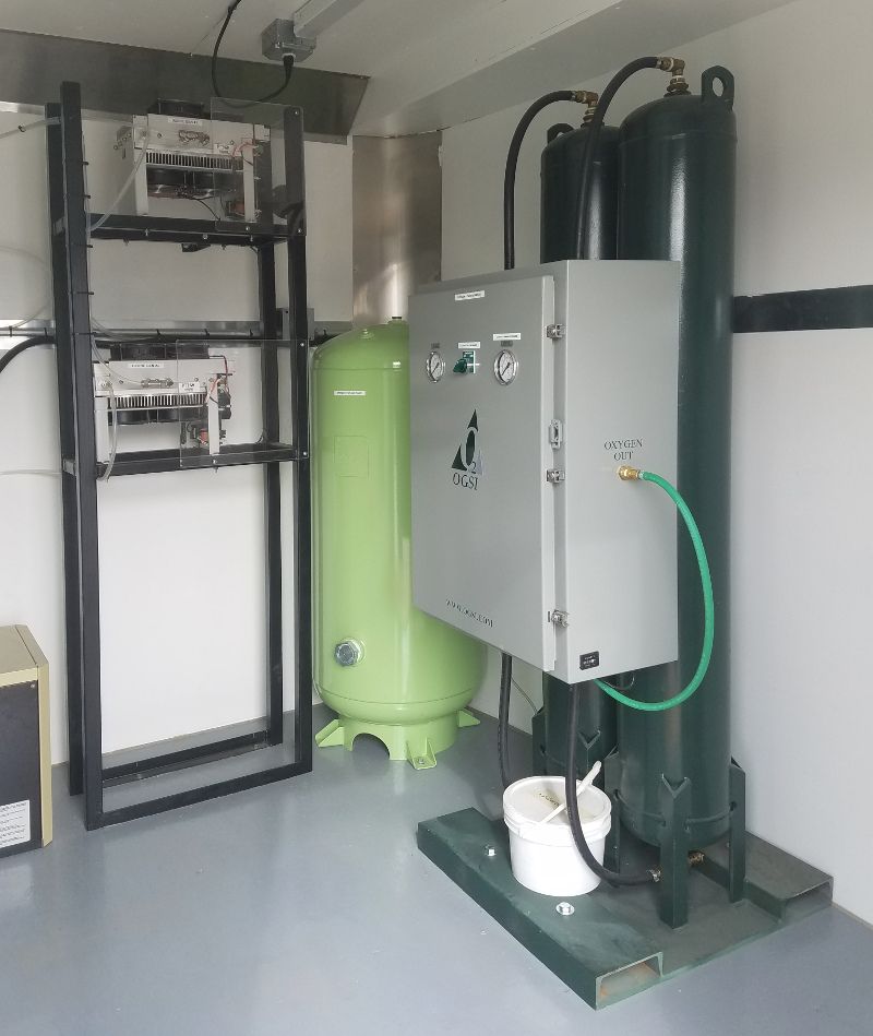 Oxygen Concentrator in front of trailer