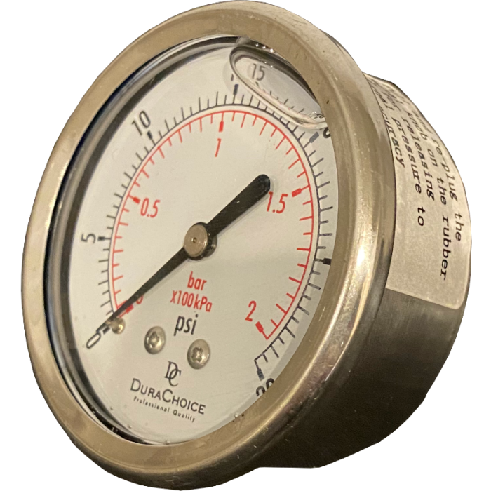 Stainless Steel Pressure Gauge - 30 PSI - Center back mount Stainless Steel Pressure Gauge - 30 PSI - Center back mount