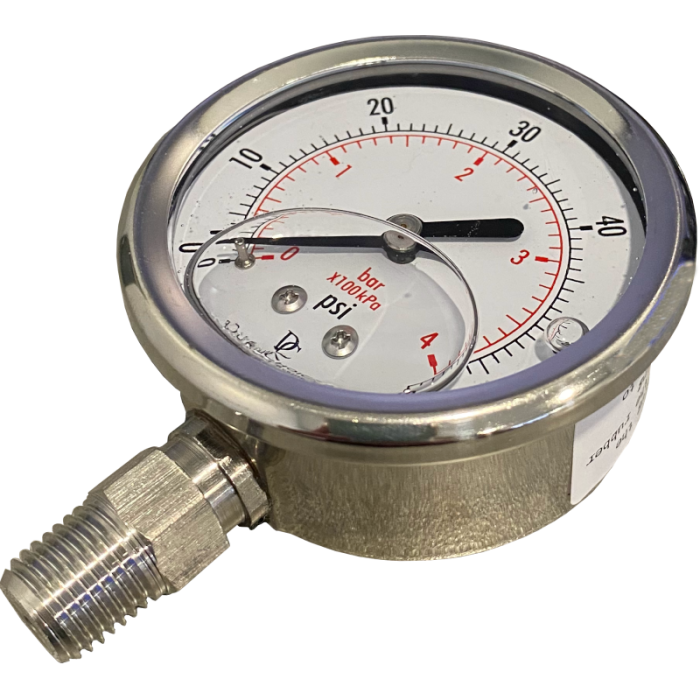 Stainless Steel Pressure Gauge - 60 PSI - Lower Mount Stainless Steel Pressure Gauge - 60 PSI - Lower Mount