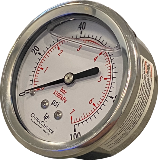 SS 100 PSI Pressure Gauge - Center Back Mount