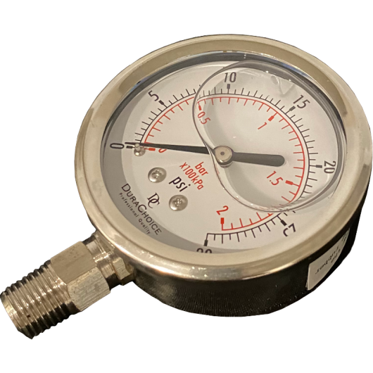 SS 30 PSI Pressure Gauge - Lower Mount