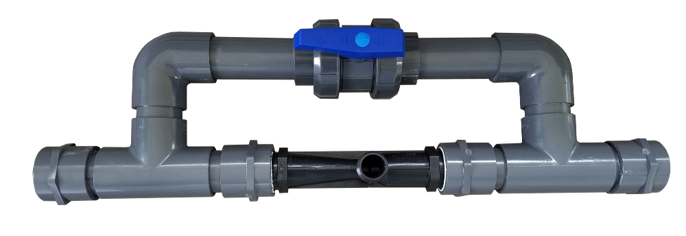 Mazzei Injector with By-Pass Assembly for applications where total water flow are greater than the venturi can handle