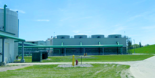 Ethanol plant cooling tower using ozone