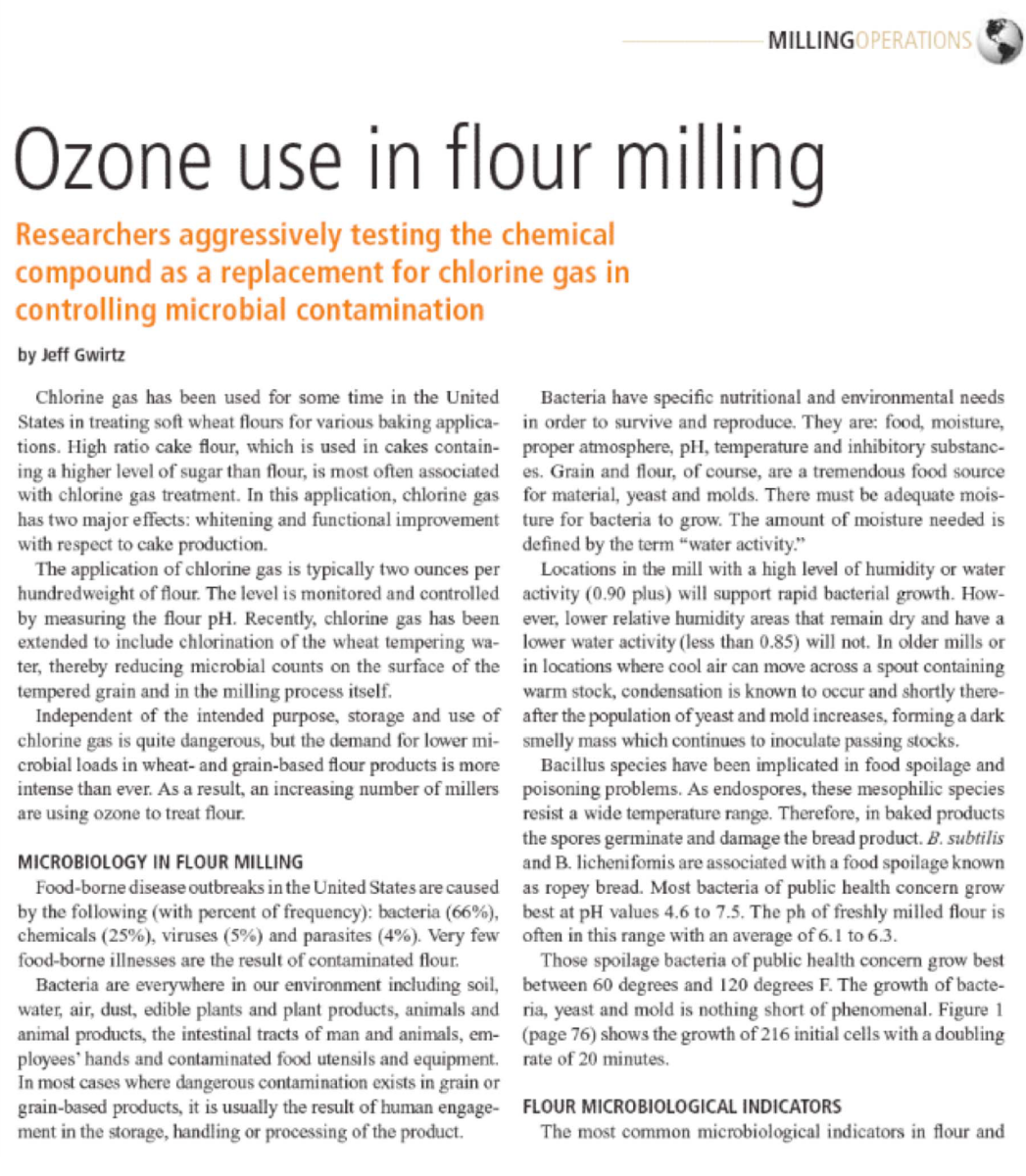 Ozone use in flour milling