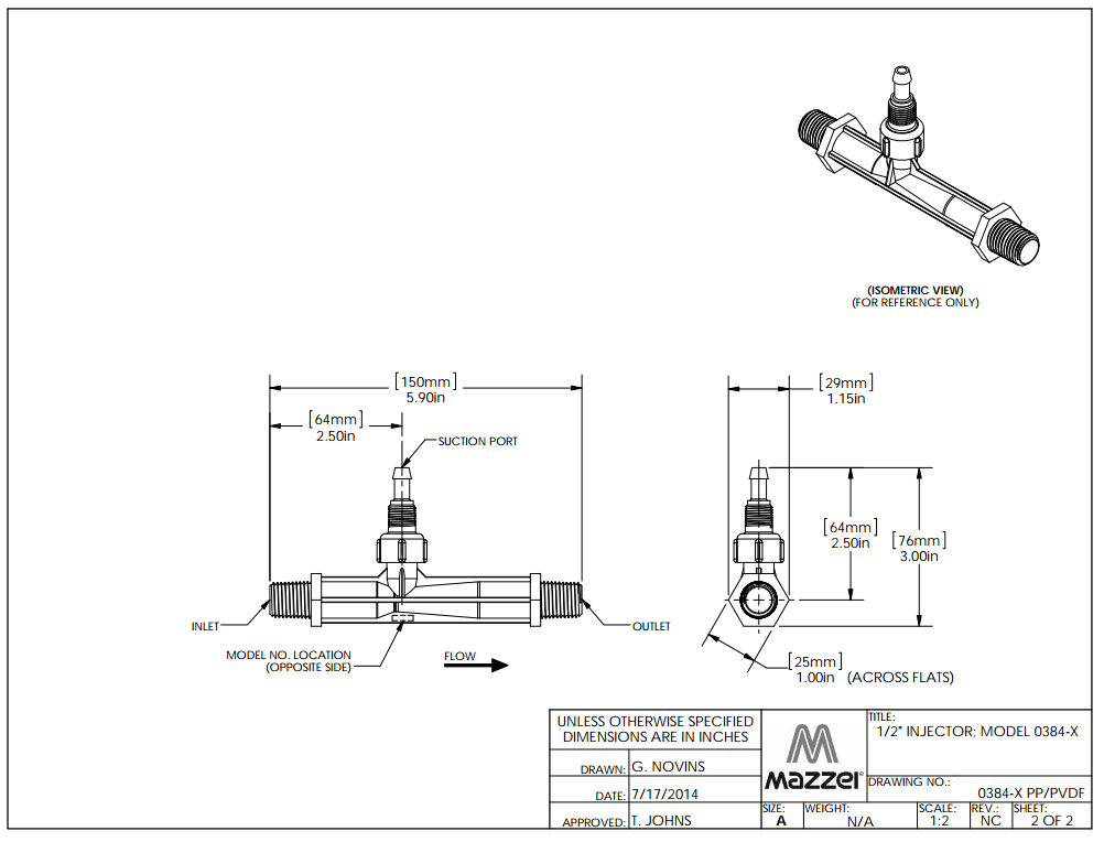 Model 384X Venturi Injector