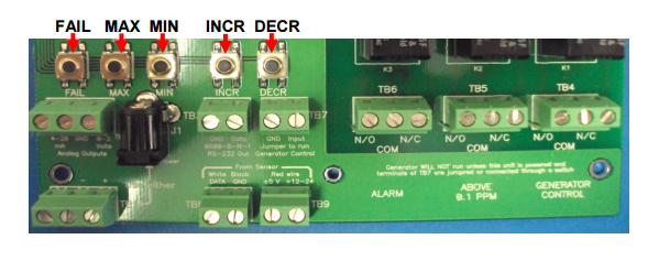 OS-6 Ozone Controller Relay Setting Pushbuttons